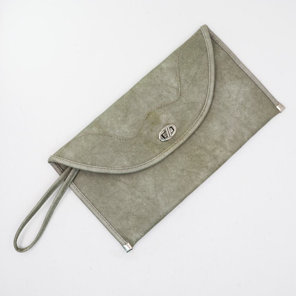 Night Out Wristlet Handbag Women Gray Faux Leather Envelope Purse Shoulder Bag